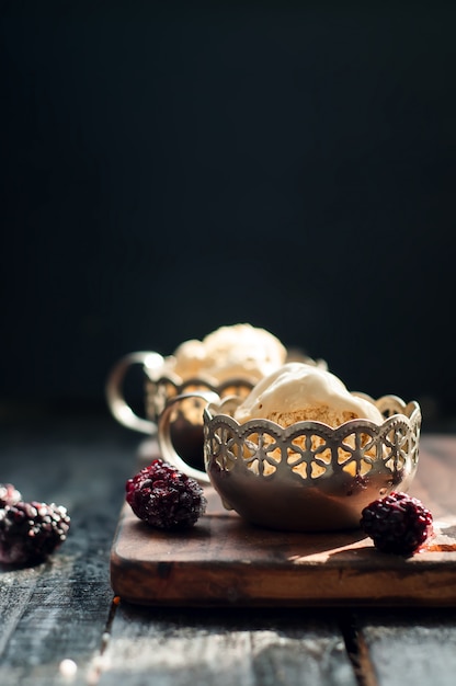 Two portions of delicious caramel ice cream 