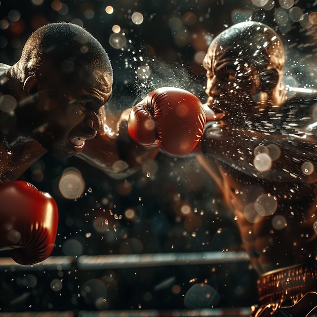 Two professional boxers in a heated match