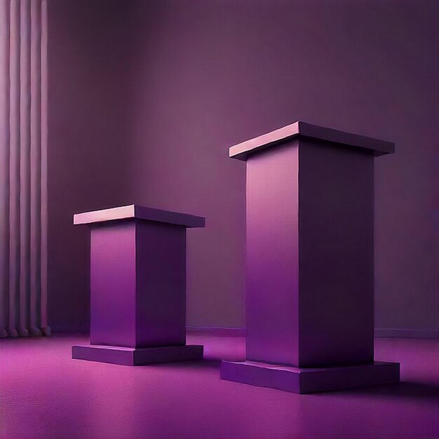 Photo two purple podiums ai generated