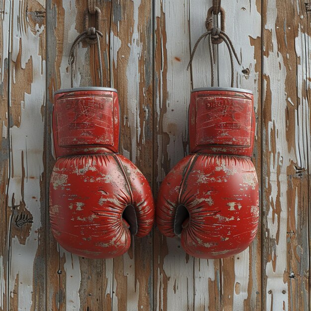 two red boxing gloves hanging on a wall with the words  do not touch  on them