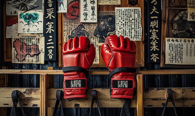 two red boxing gloves with the word quot u quot on them