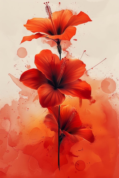 Two Red Flowers on White Background