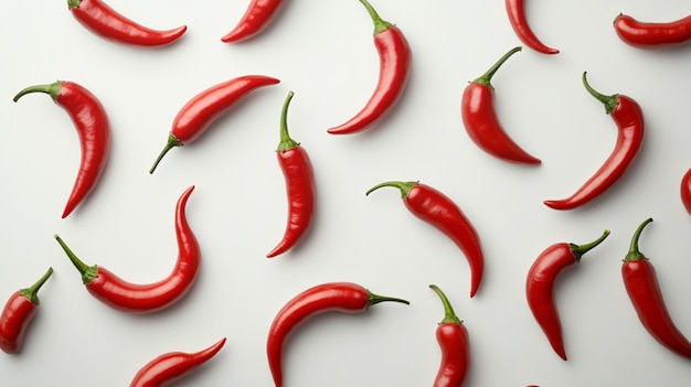 two red peppers with eyes drawn on them and crispy chilli Red chili peppers on colourfull background