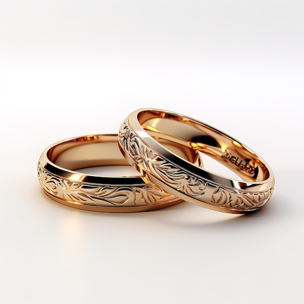 two rings with a design on the bottom