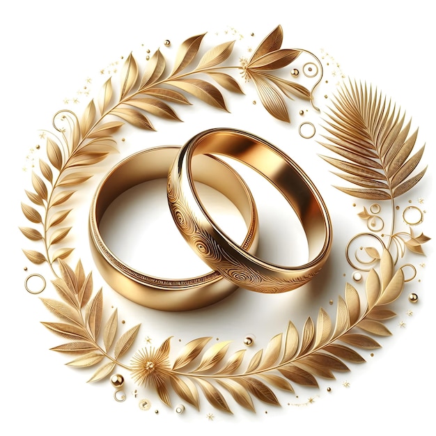 two rings with a gold frame that says quot wedding quot on the bottom