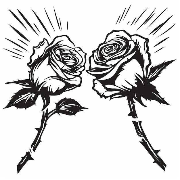 two roses punching each other quarreling with each other isolated on white background