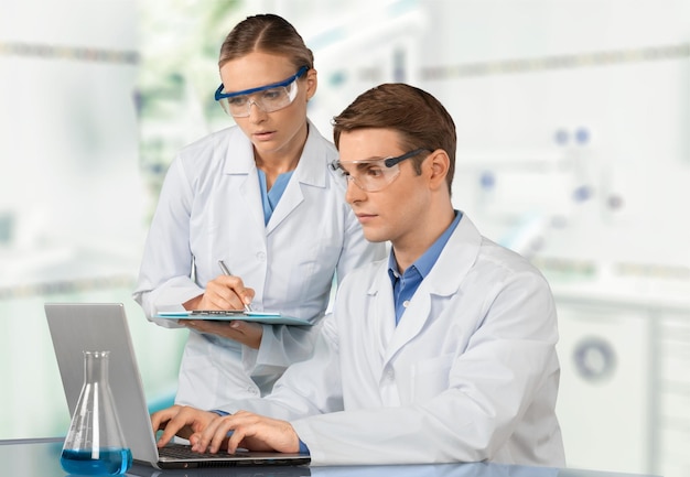 Two scientists conducting research in a lab environment