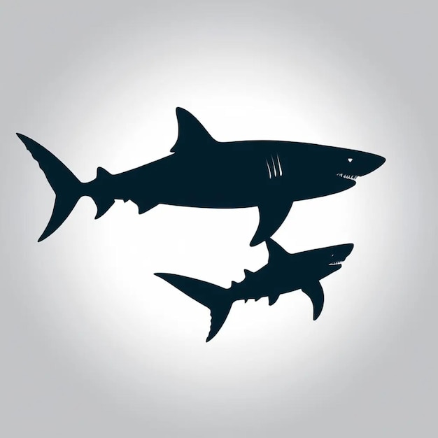 two shark sharks and shark shark are shown in black and white