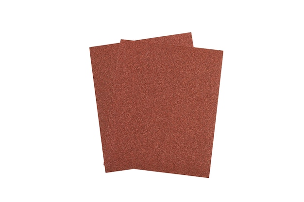 Two sheets of sand paper isolated on a white background with copy space