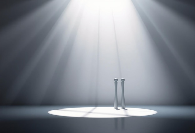 Photo two silver objects standing in a spotlight on a gray background