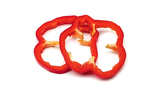 Two slices of sweet red bell pepper.