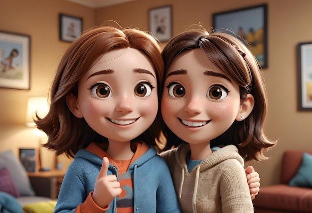 Two Smiling Cartoon Girls