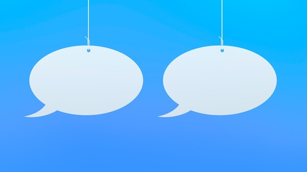 Two speech bubbles with the word chat on a blue background