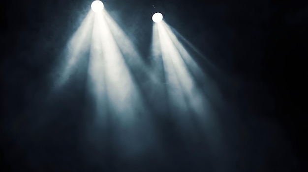 Two Spotlights Illuminating a Dark Smoky Stage