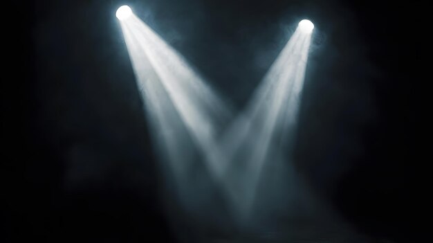 Two Spotlights Illuminating a Dark Smoky Stage