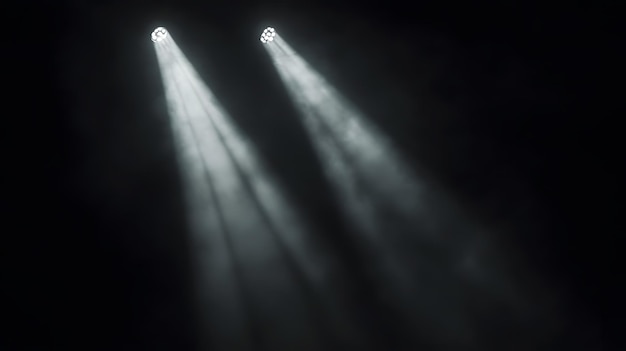 Two Spotlights Illuminating a Dark Smoky Stage