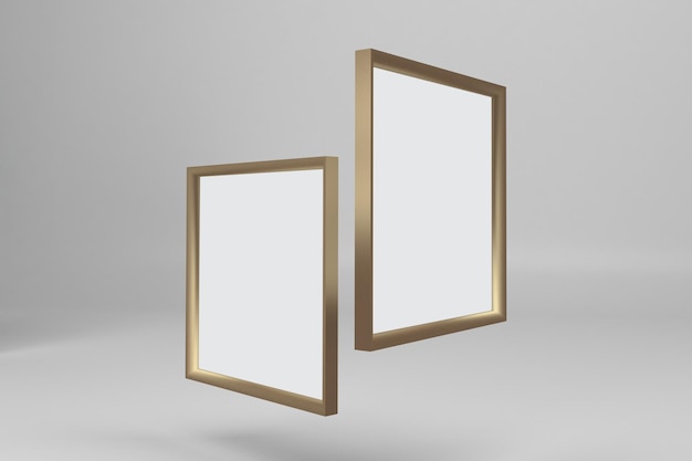 Photo two square frames fronted in white background