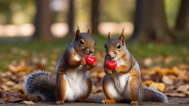 Photo two squirrels are holding a heart that says quot the squirrel quot