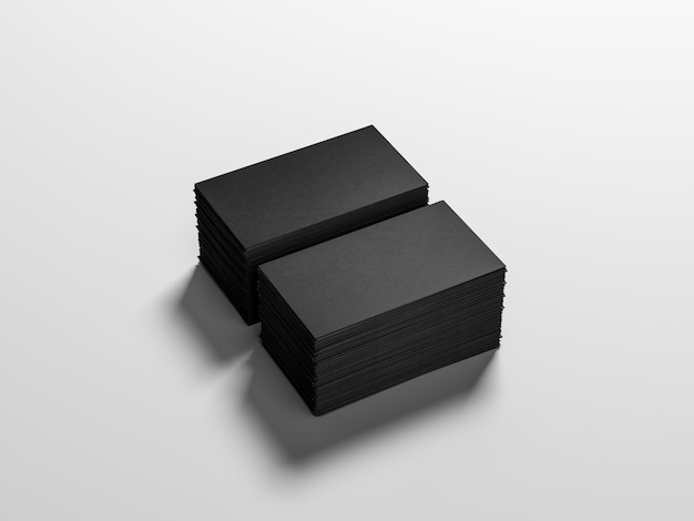 Two stacks of White Business cards Mockup on gray background. 3d rendering