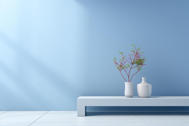 Two Stylish White Vases on a Minimalist White Table