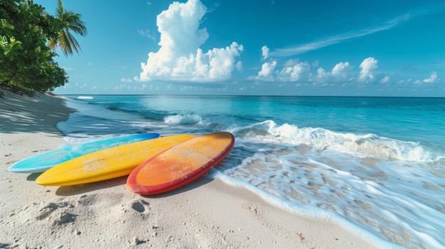 two surfboards on the beach