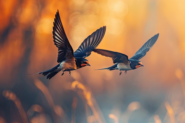 two swallows birds