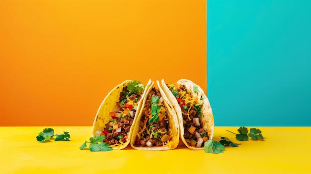 two tacos are stacked on top of each other