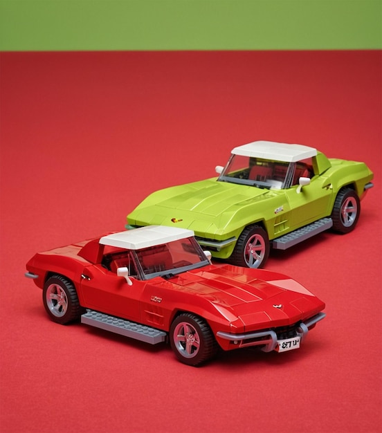 Photo two toy cars are side by side one has a white roof