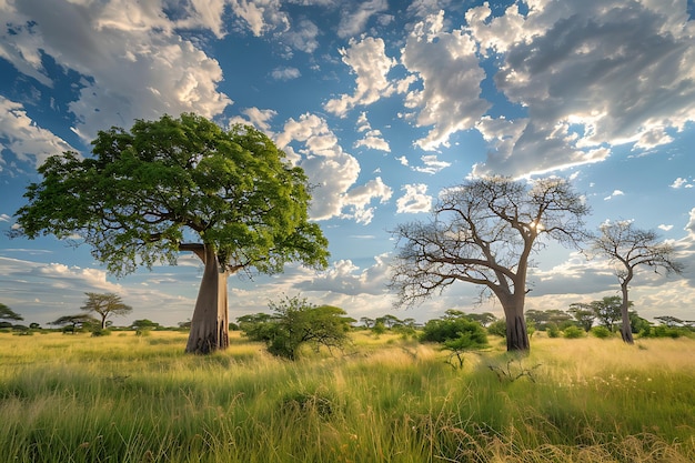 two trees with the sky in the background