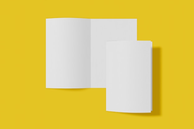 Two vertical booklet isolated on yellow