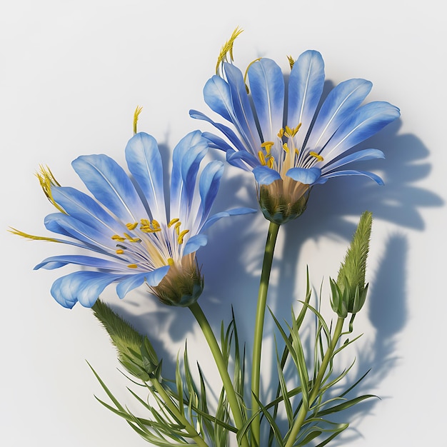 two vibrant blue flax flowers