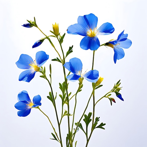 two vibrant blue flax flowers