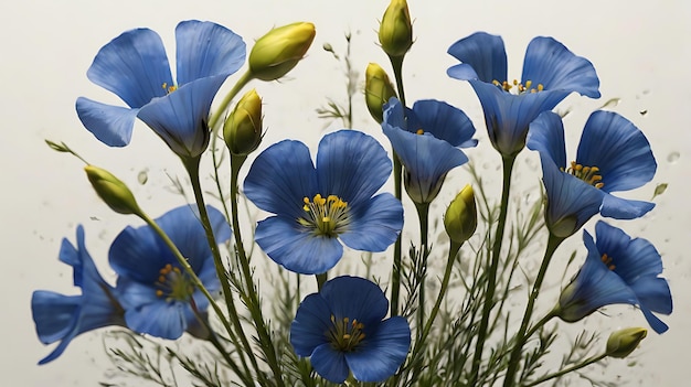 two vibrant blue flax flowers