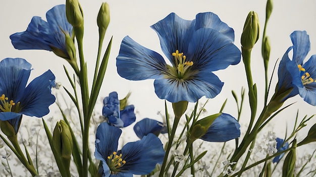 two vibrant blue flax flowers