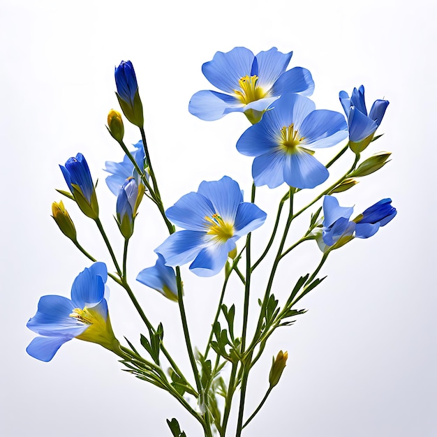 two vibrant blue flax flowers