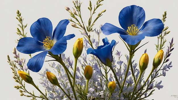 two vibrant blue flax flowers