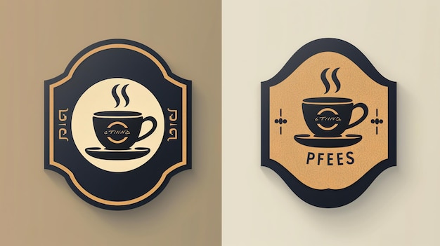 Photo two vintage style signs with a coffee cup logo and text pfees and big