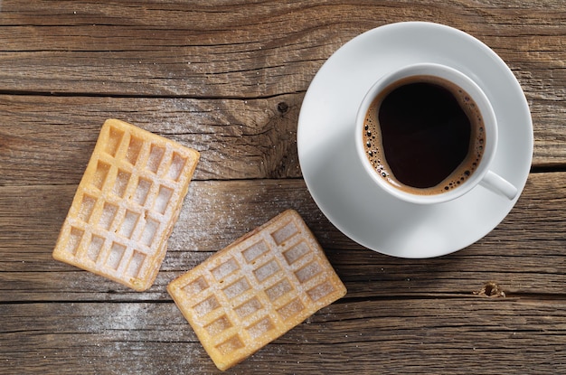 Two waffles and coffee