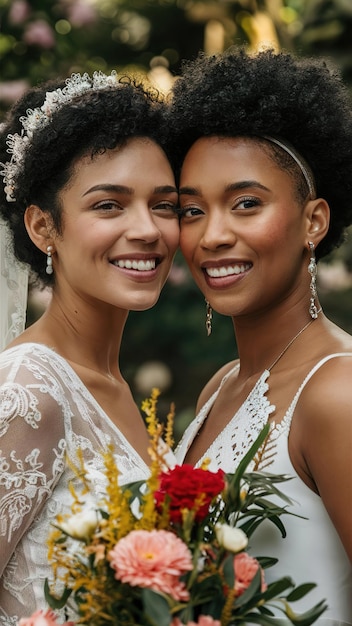 a two wedding brides portrait