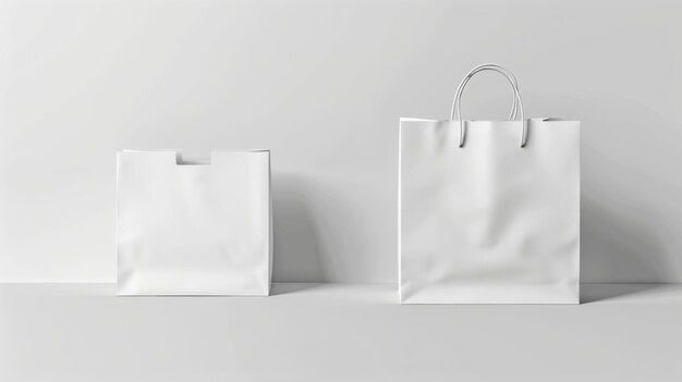 Two white bags are displayed on a white background