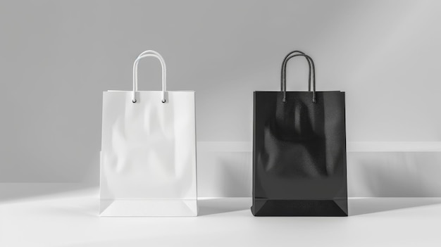 Two white and black bags are displayed on a white background