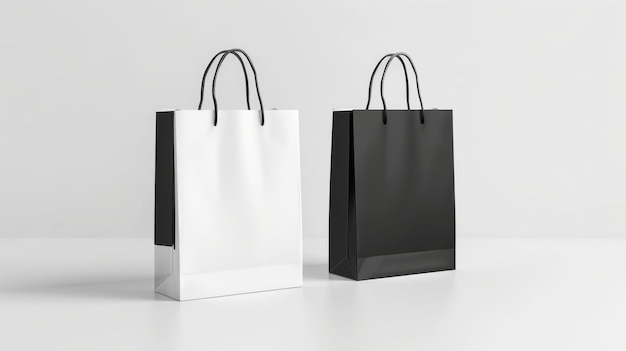 Two white and black bags on a white background