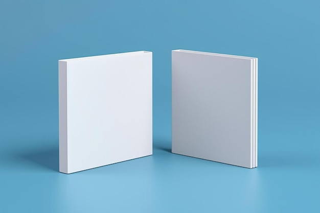 Photo two white books on a blue surface