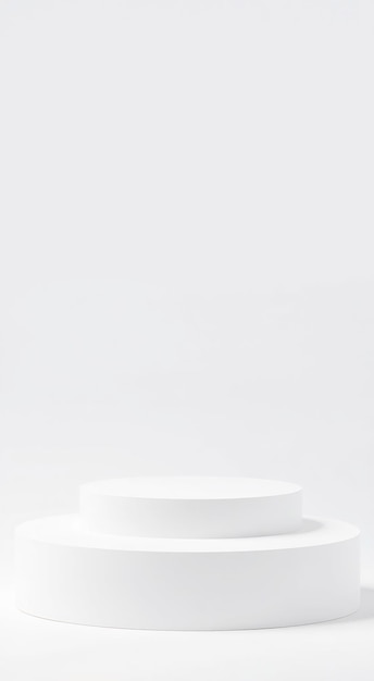 Two white cylinder podiums on a white background