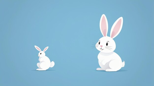 two white rabbits with one on the left and the other on the other