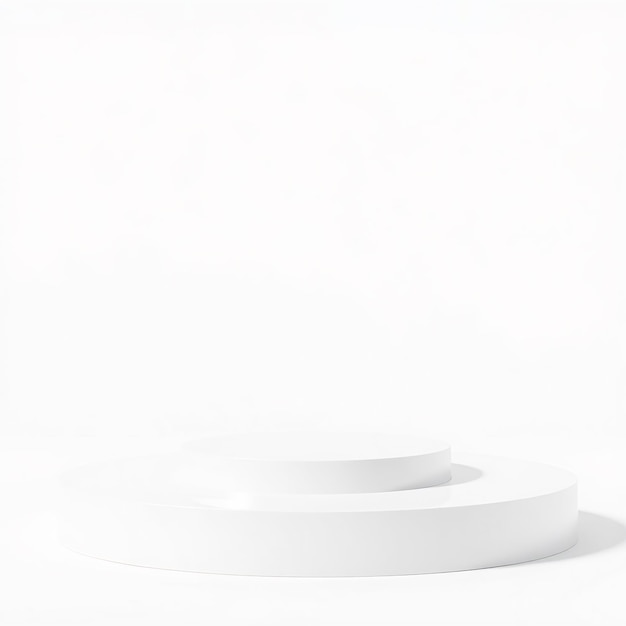 Photo two white round podiums on a white background