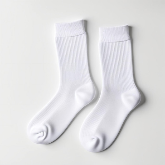 Photo two white socks with a white one that says quot turq quot on the bottom