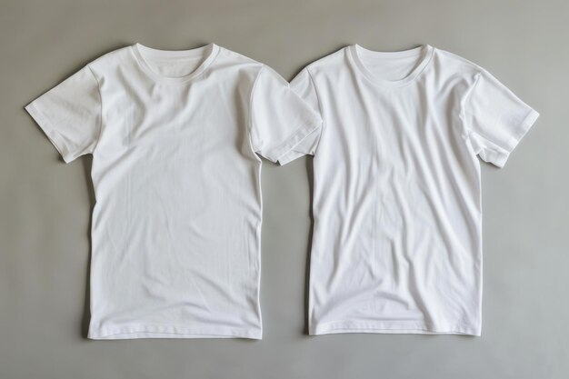 Photo two white tshirts on grey background