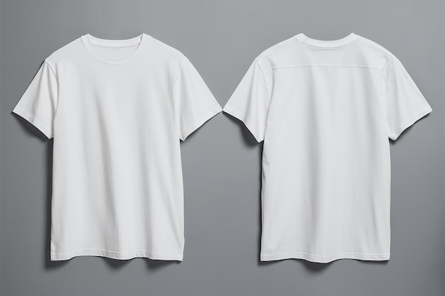 Photo two white tshirts placed side by side against a gray background