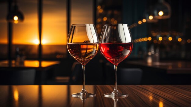 Two Wine Glasses On Table Against Background HD Illustrations